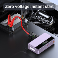 Démarreur de voiture 4 en 1, gonfleur de pneus 12V, batterie externe 10000mAh, lampe LED SOS, allume-cigare, courant de crête 1500A, violet, pour petite amie, fête des mères