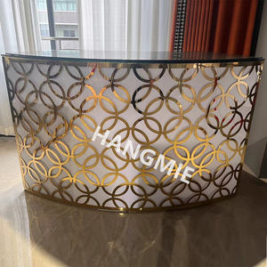 <span class=keywords><strong>Comptoir</strong></span> de bar semi-circulaire moderne en bois massif avec cadre métallique pour mariage, salle à manger, hôtel - Product Image 6