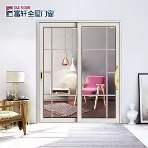 Fuson 3 panneaux empilables à usage intensif Grandes portes coulissantes en verre Système intérieur de porte coulissante en verre en aluminium - Product Image 4