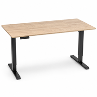 Bureau électrique moderne réglable en hauteur, structure métal-bois, capacité de charge 70 kg, design ergonomique assis-debout, mémoire de position pour le bureau