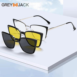 เกรย์แจ็คแว่นกันแดดแม่เหล็ก สแตนเลสสตีล ฟูลเฟรม เลนส์ TAC ป้องกันแสงสีฟ้า โพลาไรซ์ แว่นตาสำหรับทุกเพศ - Product Image 1