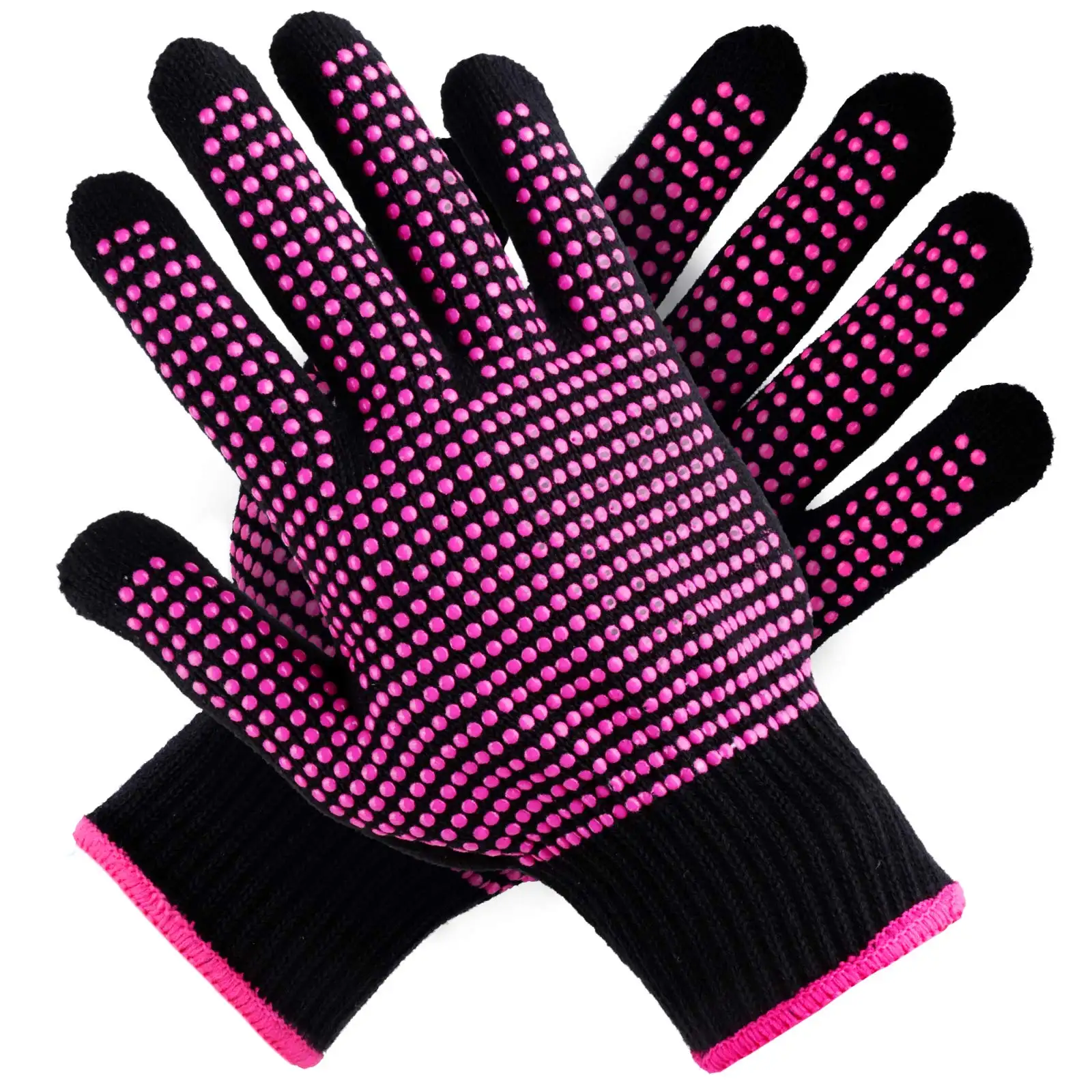 Professional Heat Proof Glove Mitts Heat Resistant Gloves With Silicone Bumps For Hair Styling Curling Iron Wand Brushes//