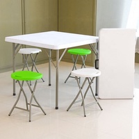 Table pliante carrée portable en PEHD blanc moulé par soufflage, idéale pour l'extérieur – Meilleure vente