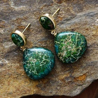 Boucles d'oreilles de luxe en forme de cœur plaqué or avec pierres naturelles-Labradorite Améthyste Motif géométrique pour fêtes et mariages