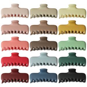 Pinza de Pelo Rectangular Mate de 9.5cm, Color Sólido, Diseño de Tiburón, Geométrica, Minimalista, con Dientes Conectados, de Plástico, para Mujer - Product Image 1