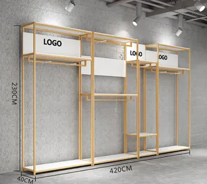 Подставка для демонстрации одежды с логотипом под заказ, стеллаж для модного магазина, черный металлический стеллаж для мужской одежды, стеллаж для детской витрины для бутика