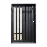 Porte d'entrée extérieure simple en fer forgé, porte pivotante en fonte et verre, sécurité antivol, style luxueux pour porte d'entrée de maison