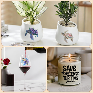 Autocollants de transfert UV DTF pour gobelets et verres, 2 feuilles de décalcomanies à frotter motif tortue de mer pour tasses, mugs et bouteilles d'eau - Product Image 5