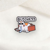Broche en émail personnalisée amusante pour entreprise, motif chat, badge métallique animal mignon, vente en gros en stock