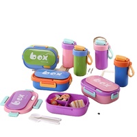 Boîte à lunch double niveau 3 compartiments, mignonne, étanche, sans BPA, compatible micro-ondes, de qualité alimentaire, avec fourchette à boucle, pour étudiants et employés de bureau
