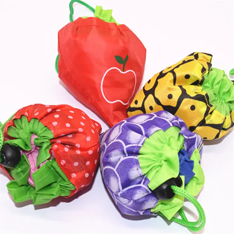 कम MOQ कस्टम तह बैग थैली में फल शॉपिंग बैग ब्रांड लोगो मुद्रित प्रोमो उपहार बैग केले अंगूर नींबू तरबूज डिजाइन