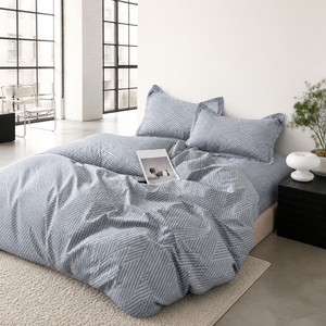 Poland Stock Monochrome Chevron <b>Bedding</b> <b>Set</b> Grey White Woven Duvet Cover for EU Dropshipping 3pcs - Product Image 4