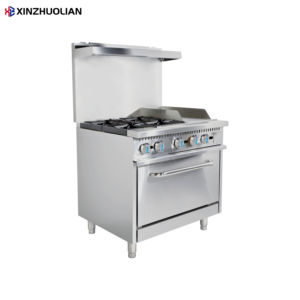 ETL Sertifikalı Ticari 4 Ocaklı Gazlı Ocak, 12 inç Izgara ve Fırın, Paslanmaz Çelik Tak ve Çalıştır, Mutfak Kullanımı İçin - Product Image 2