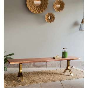 Table basse en bois, mobilier d'extérieur moderne, table basse de luxe avec pieds en alliage d'acier doré, design très demandé - Product Image 2