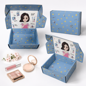 Blue Cosmetic Storage <b>Box</b> with Makeup Design and Four-Color Printing for Beauty Accessories - Product Image 2