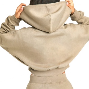 OEM Customizable Eco-Friendly Women's Sporty Streetwear Sweating for Joggers <b>Set</b>-Pullover Oversized Hoodie Zipper <b>Knit</b> - Product Image 2