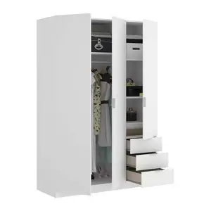 Armário de madeira com 3 portas para móveis domésticos, guarda-roupa de parede para quarto, armário para roupas