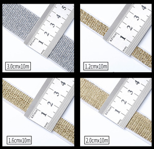 Noir Doré Jupe Courte Sangle Élastique De Matériaux De Ruban de Lurex Élastique Bande Bandes 5 cm et 3 cm de Large - Product Image 2