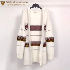 女性の冬のセーターニットVネック刺Embroideryルーズシックロングセータージャケットボタン付きまたはボタンなしクリスマスカーディガン