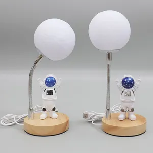 儿童月球台灯太空伙伴灯宇航员夜灯USB供电和按钮控制3D月亮灯