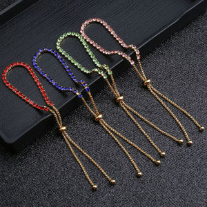 4 Claw Setting Gemstone <b>Bracelet</b> <b>Women</b> Stainless Steel Adjustable <b>Crystal</b> Tennis <b>Bracelet</b> - Product Image 2