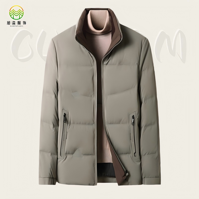 Trending 2025 New Arrivals Men's Stand Collar Windproof Waterproof Casual Heated Quilted Puffer Jacket Winter Polyester/Nylon