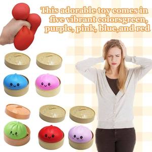 Jouets anti-stress très demandés pour se détendre et se reposer : Grande boule anti-stress en forme de boulette avec cuiseur vapeur, boulette souple colorée - Product Image 4