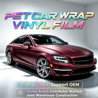 Film de protection de voiture en vinyle PET PVC rouge cerise, finition brillante, auto-adhésif, avec technologie Air Release, pour carrosserie complète, 1,52*17m/rouleau
