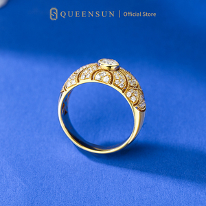 Кольцо женское Queensun, позолота 18К, винтажное, с белым золотом, с бусинным краем, основной камень 20 карат, лабораторный бриллиант DE VS, 10G, модное ювелирное изделие - Product Image 1