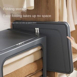 Große Faltbare Aufbewahrungstasche für Bettdecken Verstärkter Stoff Quadratische Aufbewahrungsboxen für Haushalt und Kleiderschrank - Product Image 3