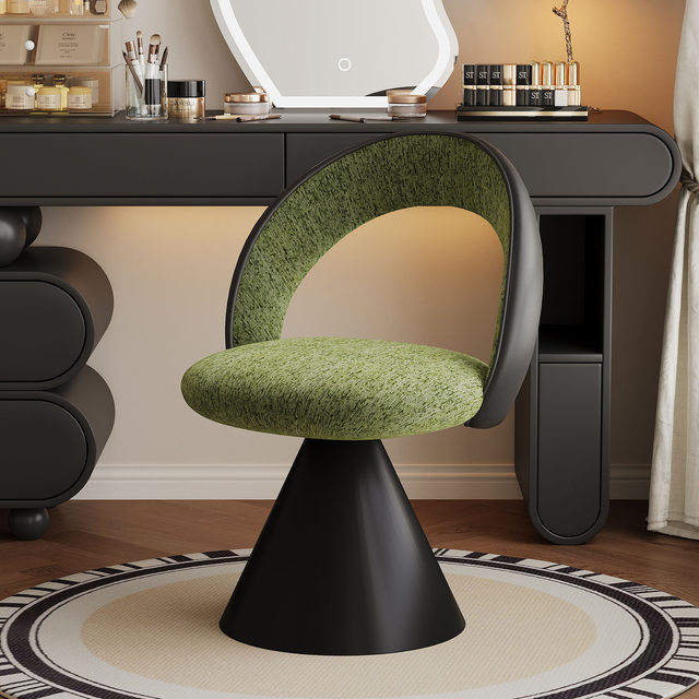 Italian-style Light Luxury Metal Makeup Stool Swivel Design Backrest for Home Use Master Bedroom Suitable for Manicure Chair