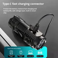 Mini lampe torche à lumière forte à trois yeux, longue durée de vie de la batterie, multifonction, aimant, rechargeable, anti-explosion
