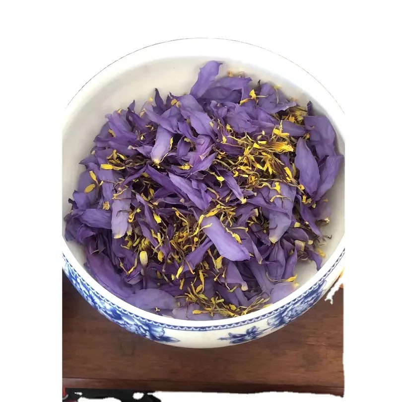 Torbalı paket kurutulmuş mavi lotus petal doğal ham kokulu mavi lotus çiçek stigma ve yaprakları için çiçek çayı