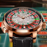 Montres mécaniques personnalisées avec logo de marque OEM, bouton poussoir, jeu de roulette russe, cadran en diamant pour hommes
