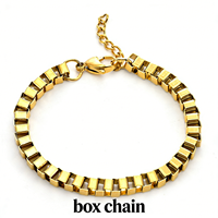 Bracelet chaîne Hip Hop Twinko modèle A95 en acier inoxydable plaqué or/argent 18 carats – Unisexe pour usage quotidien ou soirée