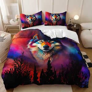 Ensemble de literie impression 3D Polyester la lune et le loup housse de couette - Product Image 6