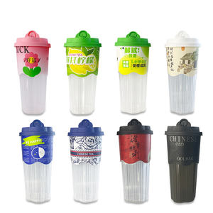 ถ้วยพลาสติกแบบใช้แล้วทิ้งสำหรับฉีดน้ำนมชาผลไม้สำหรับร้านค้าถ้วยชายทรงตรงขนาดตันตันปรับแต่งได้ตามต้องการ - Product Image 6