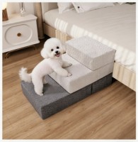 Échelle d'escalade portable pour chiens à 3 marches, rembourrée en éponge, amovible, lavable et antidérapante, pour lit et canapé