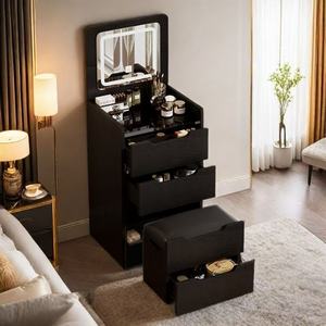 Meuble moderne, miroir de coiffeuse, coiffeuse moderne avec miroir et tiroirs, commode blanche pour la chambre à coucher, ensemble de coiffeuse - Product Image 1