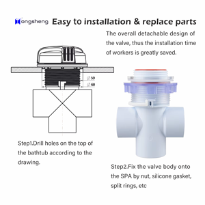 Pièces de baignoire à remous, vanne de commande de spa portable en plastique de 1 pouce, 40 jets, cascades LED, débit d'eau, <span class=keywords><strong>villa</strong></span> - Product Image 5