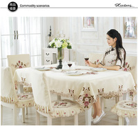 Nappes de table simples brodées de style européen multi-tailles pour table rectangulaire en polyester carrée moderne tricotée imperméable
