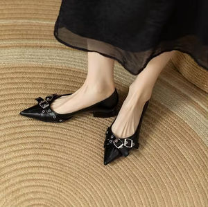 Zapatos de Mujer Antideslizantes con Cordones, de Tacón Bajo y Alto, con Punta Puntiaguda, Estilo Sexy para Banquete, Zapatos de Moda - Product Image 6