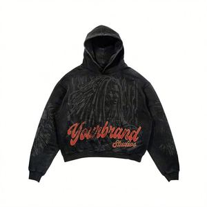 Otoño Streetwear Ropa de dos piezas Logotipo de impresión personalizada Acid Stone Wahed Sudaderas con capucha Pantalones de chándal Jogger Set Chándal - Product Image 2