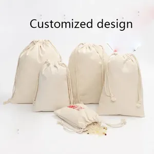Bolsa de Joyería de Algodón Blanco Ecológica con Cordón, Impresión de Logotipo Personalizado, Venta al Por Mayor, Promoción de Fábrica, Lona con Letras - Product Image 2