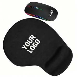Ensemble cadeau promotionnel pour le bureau, tapis de souris personnalisé avec logo imprimé, souris sans fil rechargeable 2,4 G pour ordinateur portable PC - Product Image 1