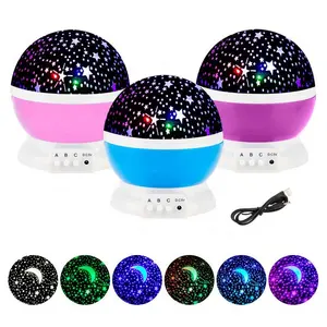 Lampada regalo per bambini rotante a 360 gradi colorata LED Galaxy Moon Starry Star Sky proiettore di luce notturna per bambini