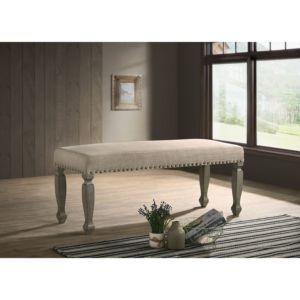 DB Breda Banc à tête de clou gris antique Banc de patio rembourré élégant - Product Image 1