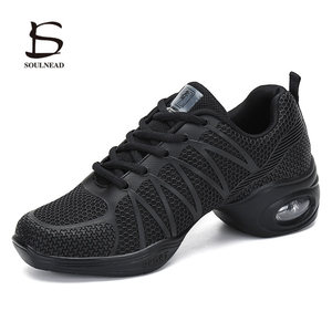 Zapatillas de baile de jazz blancas/negras para mujer, zapatos de baile transpirables al por mayor - Product Image 2
