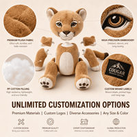 Fabricant de jouets en peluche Cougar personnalisés OEM ODM Vente en gros Lion de montagne réaliste en peluche pour mascottes de marque et articles cadeaux