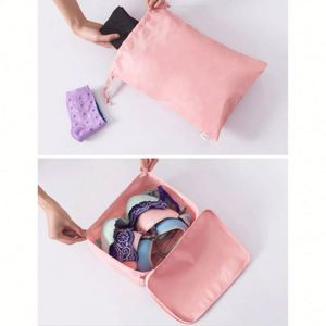 Cubes de rangement de voyage pliables en polyester écologique, lot de 6 pièces avec fermeture éclair, sacs pour chaussures et articles de toilette - Product Image 2